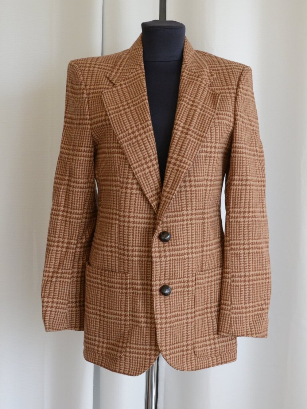 Le Chateau Vintage 1970s Wool Plaid Blazer Sz S
